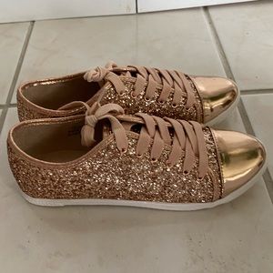 Rose gold glitter sneakers 7 NWOT
